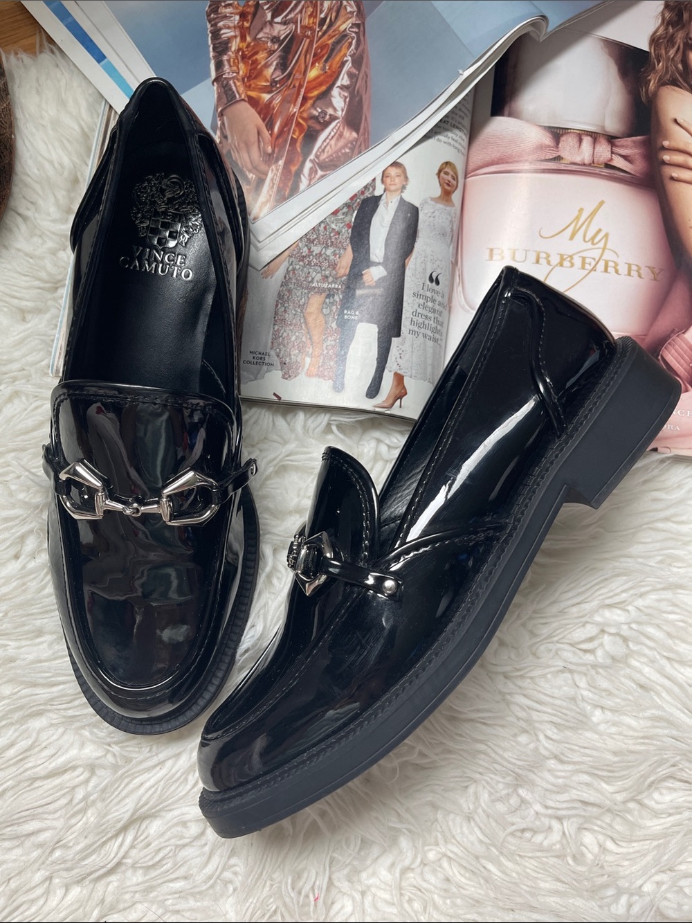 Vince Camuto Vince Camuto Elpia Loafer Black Patent Leather Buckle Slip On Shoe